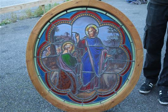 A circular stained glass window W.91cm